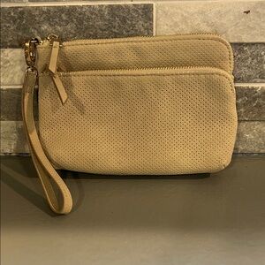 Universal Thread Tan Perforated Wristlet